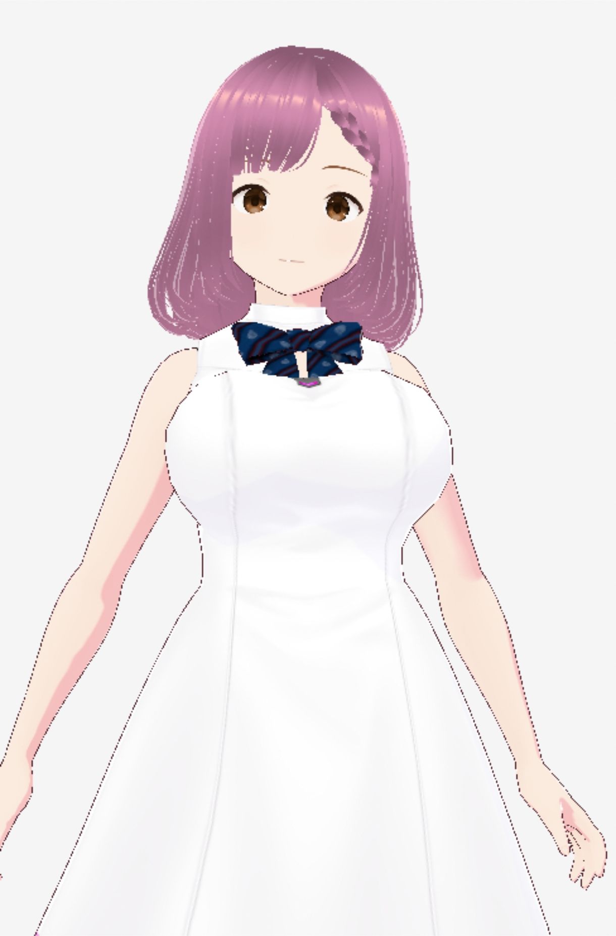 サンプル画像5:白いワンピース姿に薄いパープルヘアのお姉さん（セリフなし  3DCGモデル  イラスト集）(シックススイートナイン) [d_722235]