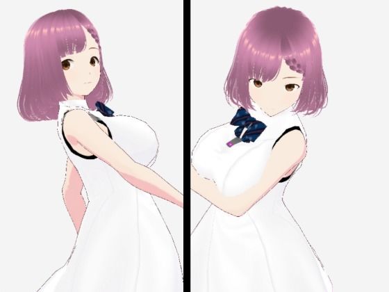 白いワンピース姿に薄いパープルヘアのお姉さん（セリフなし  3DCGモデル  イラスト集）【シックススイートナイン】