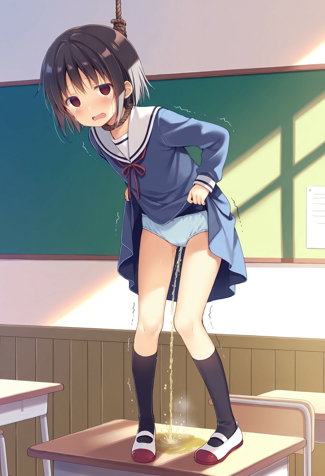 委員長を首吊りでお漏らしさせる サンプル3