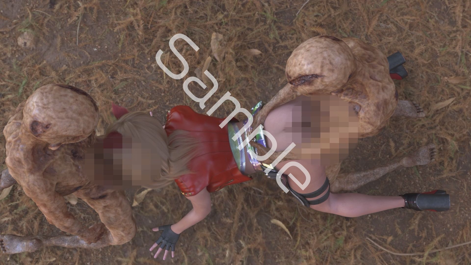 【△100】友梨が主人公のMMORPG『編隊コレクション:Re』ゲーム動画（Vol.04:ゾンビの集団によるレ○プ被害に遭ってしまう:3Pフェラ） 画像4