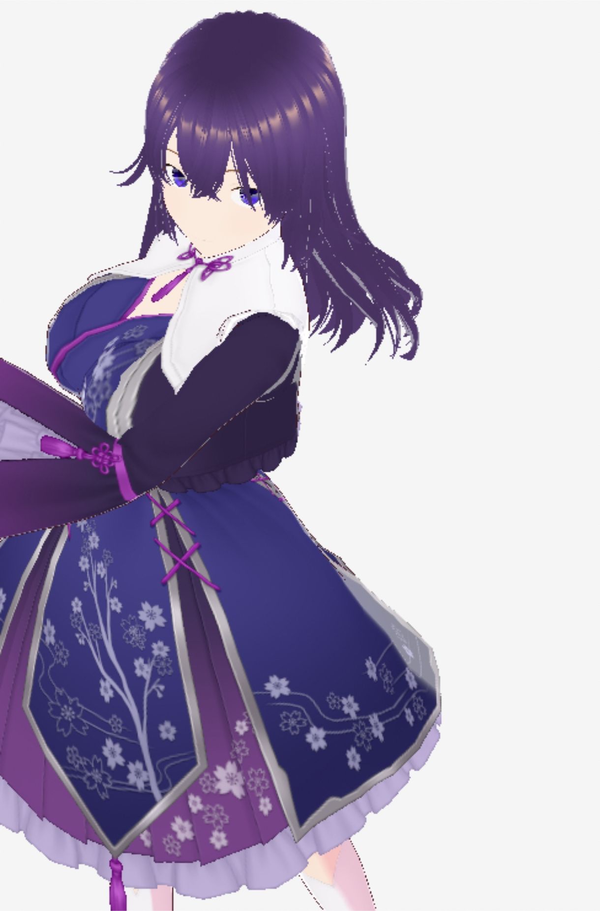 青紫の和模様ドレスの巨乳美女（セリフなし  3DCGモデル  イラスト集） 画像2