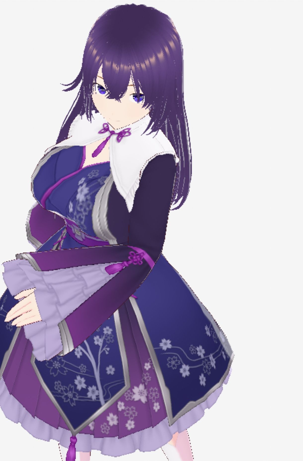 サンプル画像3:青紫の和模様ドレスの巨乳美女（セリフなし  3DCGモデル  イラスト集）(アフェアーアモーレ) [d_722732]