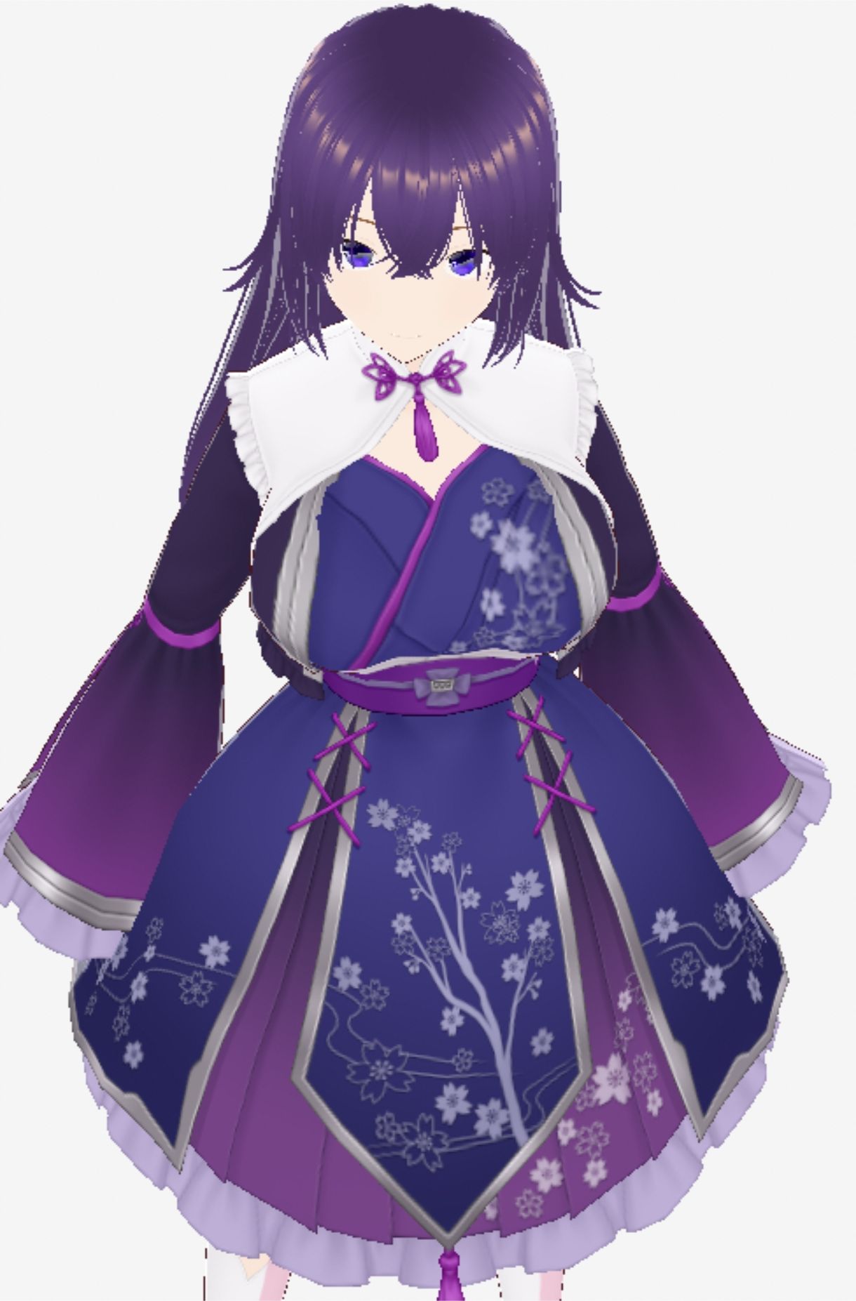 サンプル画像4:青紫の和模様ドレスの巨乳美女（セリフなし  3DCGモデル  イラスト集）(アフェアーアモーレ) [d_722732]