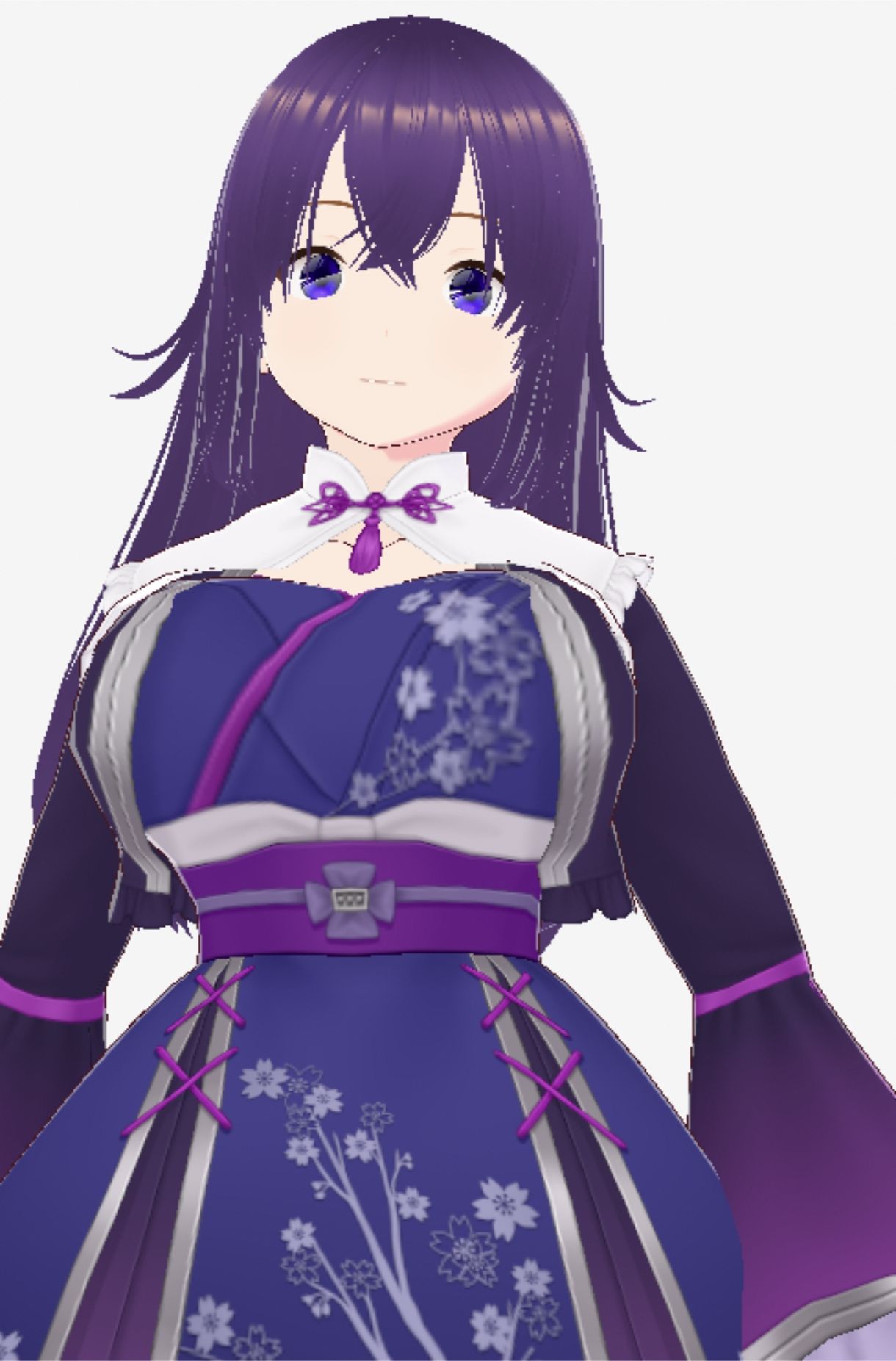 青紫の和模様ドレスの巨乳美女（セリフなし  3DCGモデル  イラスト集） 画像9