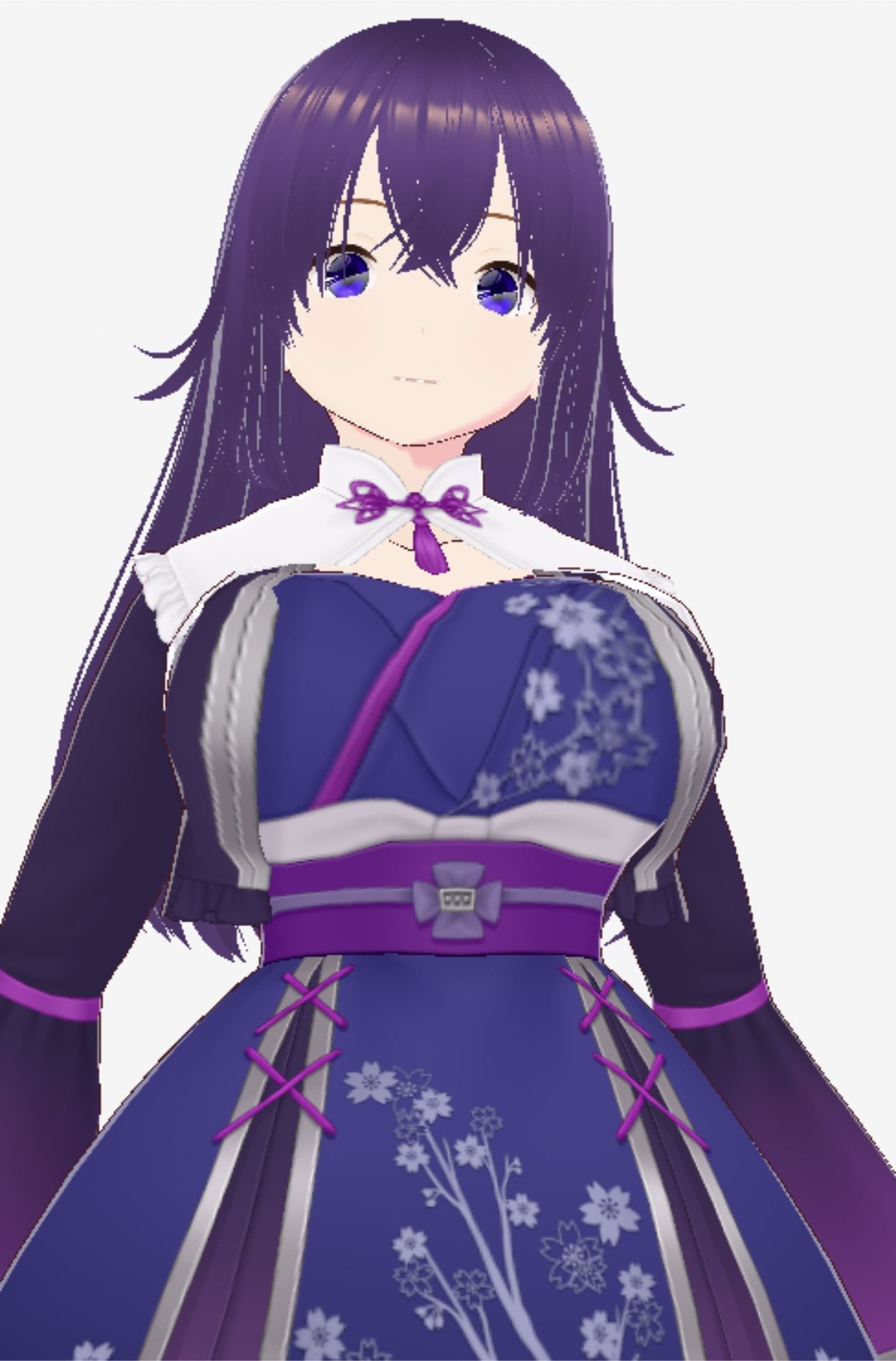 青紫の和模様ドレスの巨乳美女（セリフなし  3DCGモデル  イラスト集） 画像10