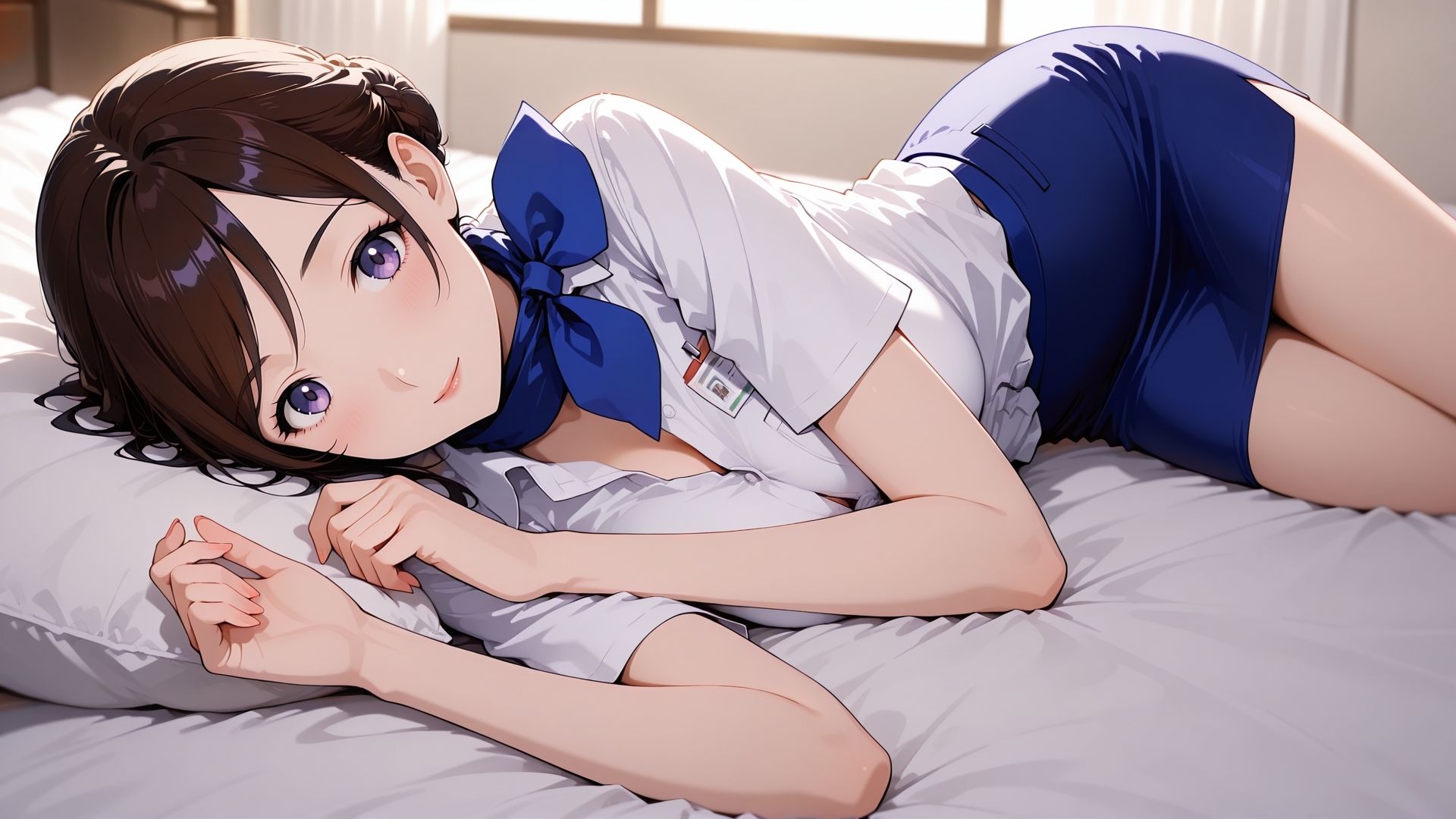 サンプル画像1:フライト後の秘密―キャビンアテンダントのステイ先で濃密SEX【AI動画】(えっちょワールド) [d_723426]