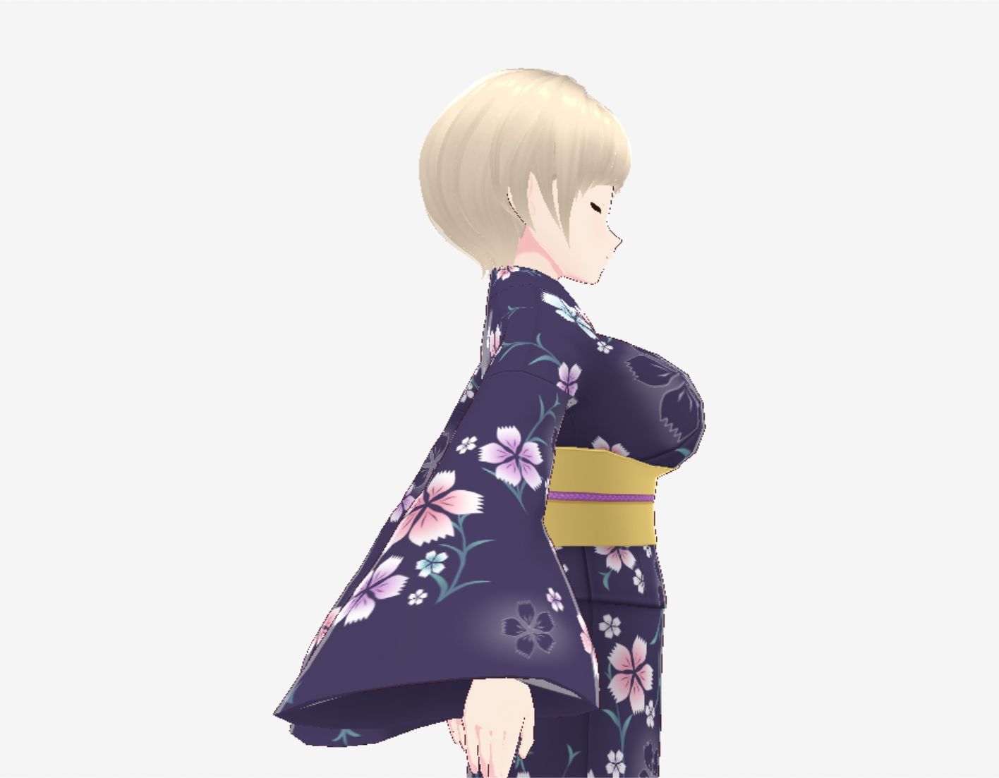 サンプル画像1:ショートヘアの浴衣のお姉さん（セリフなし  3DCGモデル  イラスト集）(パイアールフロンティア) [d_723709]