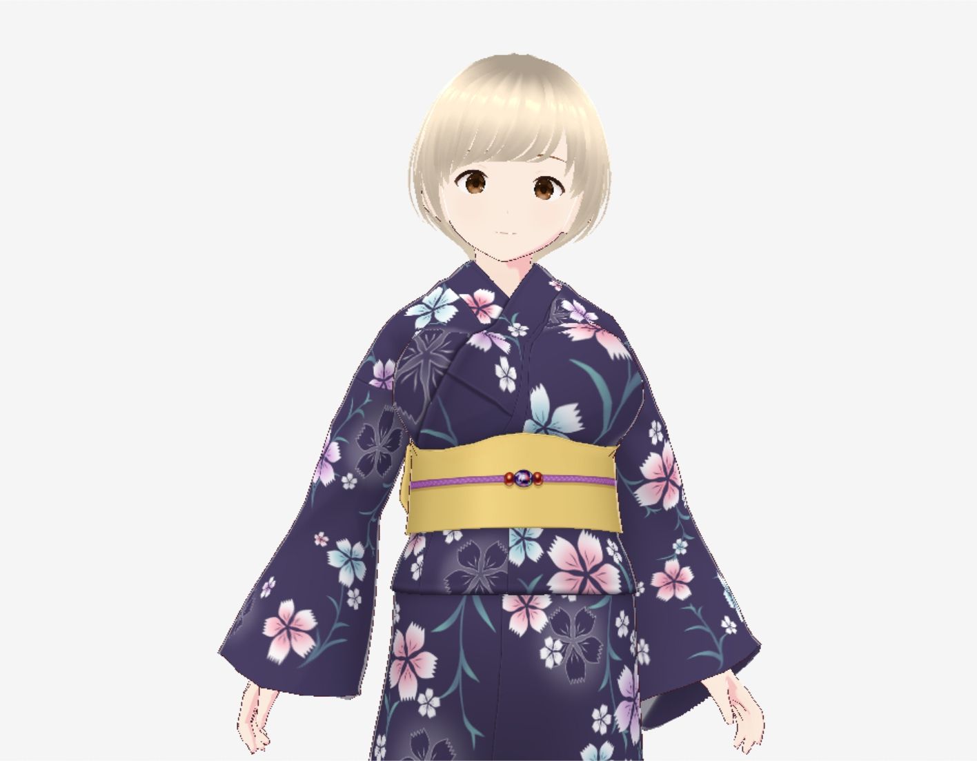 サンプル画像2:ショートヘアの浴衣のお姉さん（セリフなし  3DCGモデル  イラスト集）(パイアールフロンティア) [d_723709]