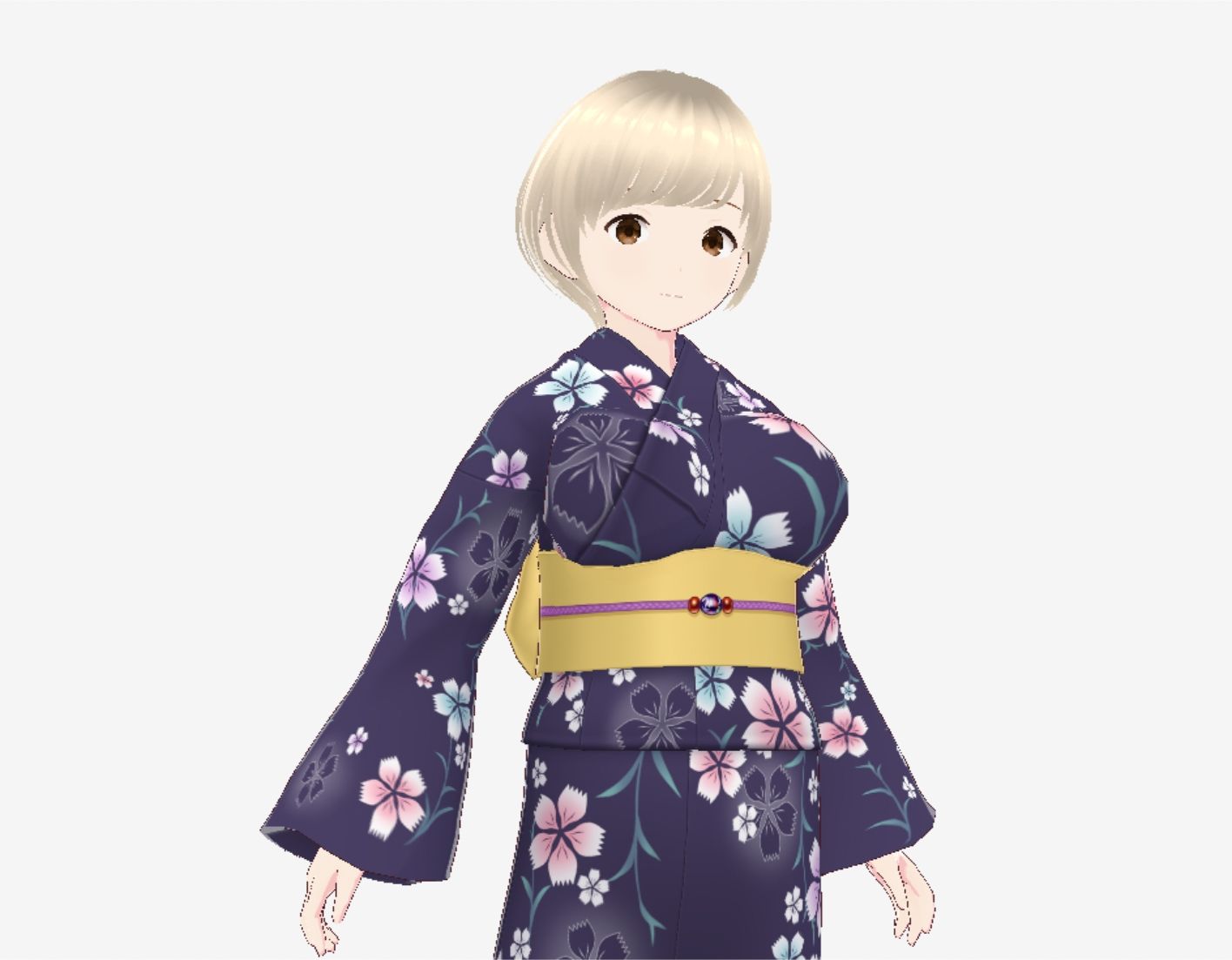 ショートヘアの浴衣のお姉さん（セリフなし  3DCGモデル  イラスト集） 画像3