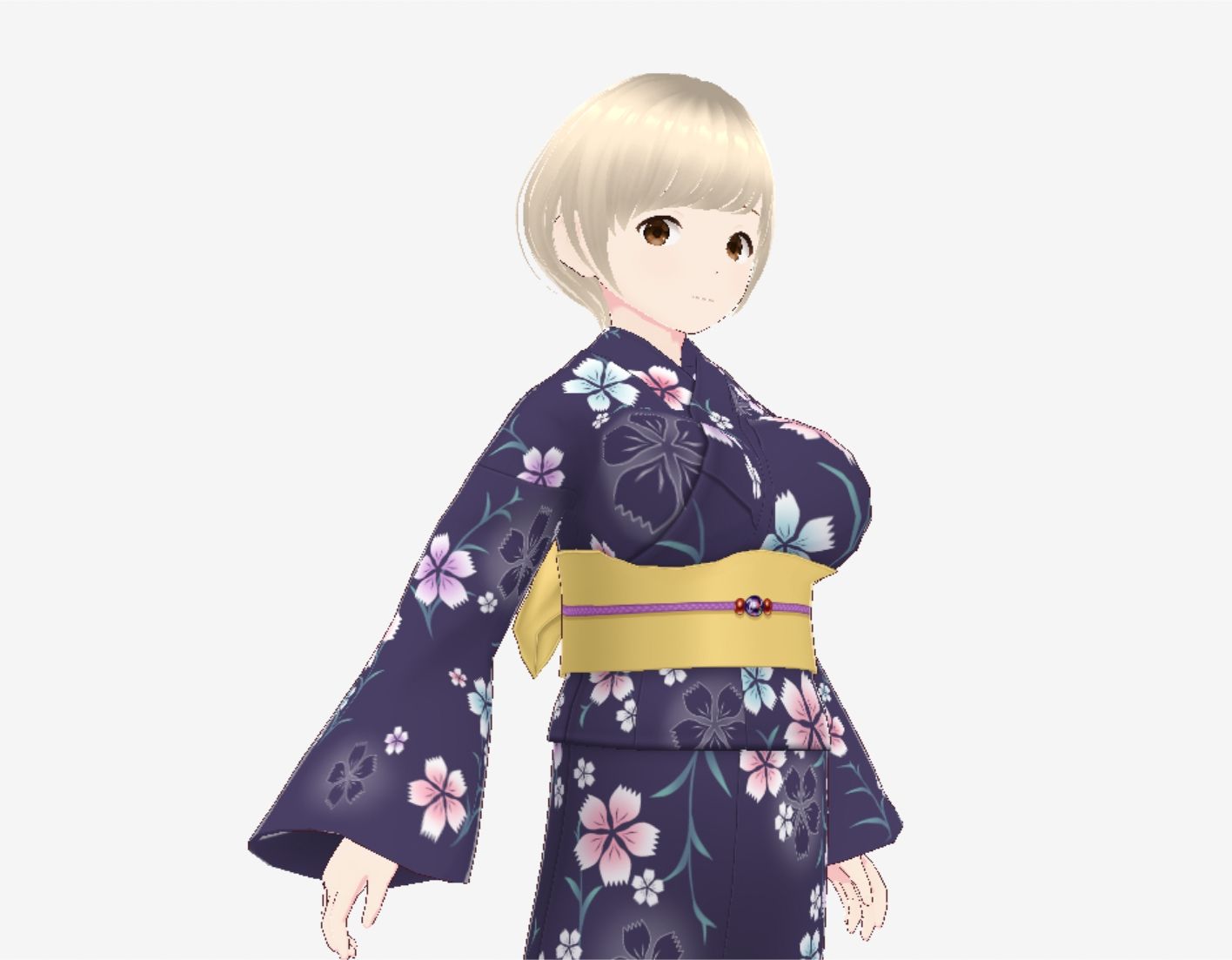 サンプル画像4:ショートヘアの浴衣のお姉さん（セリフなし  3DCGモデル  イラスト集）(パイアールフロンティア) [d_723709]