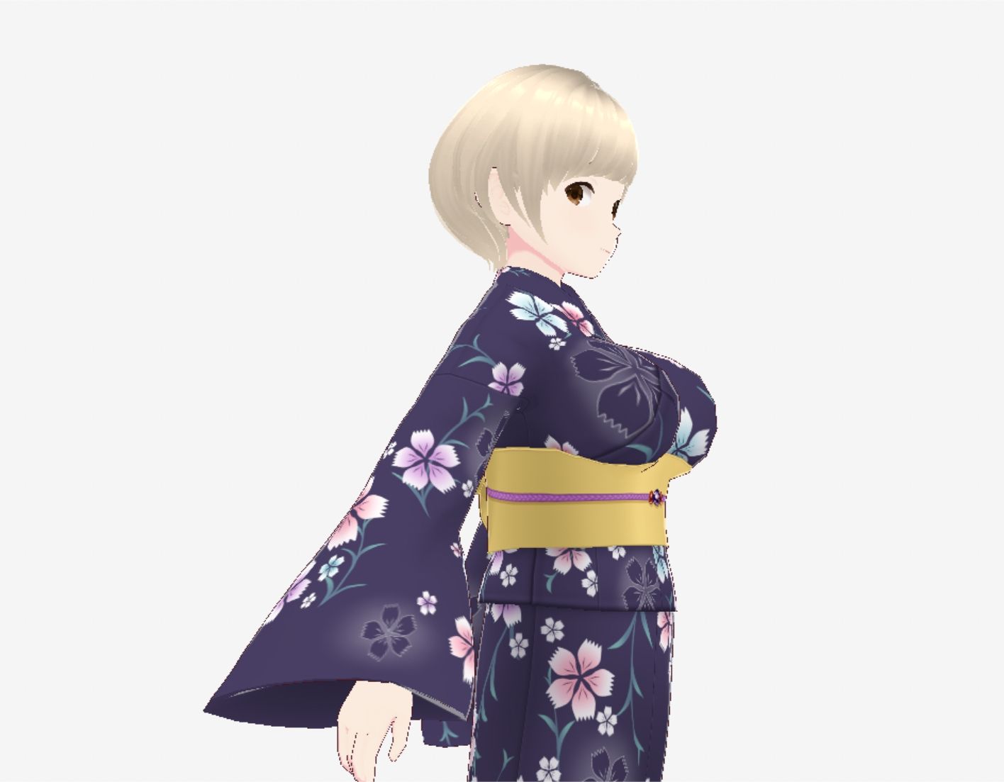 サンプル画像5:ショートヘアの浴衣のお姉さん（セリフなし  3DCGモデル  イラスト集）(パイアールフロンティア) [d_723709]