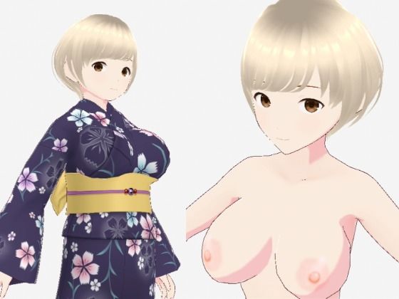 ショートヘアの浴衣のお姉さん（セリフなし  3DCGモデル  イラスト集）【パイアールフロンティア】