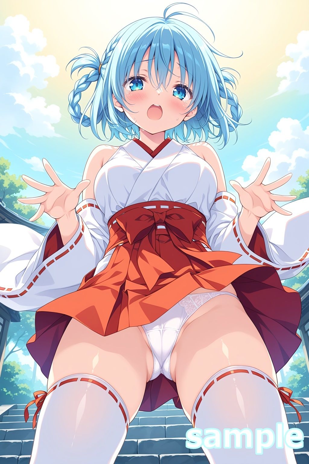 おパンツ拝見イラスト集 〜ミニスカ巫女さん編〜 サンプル2