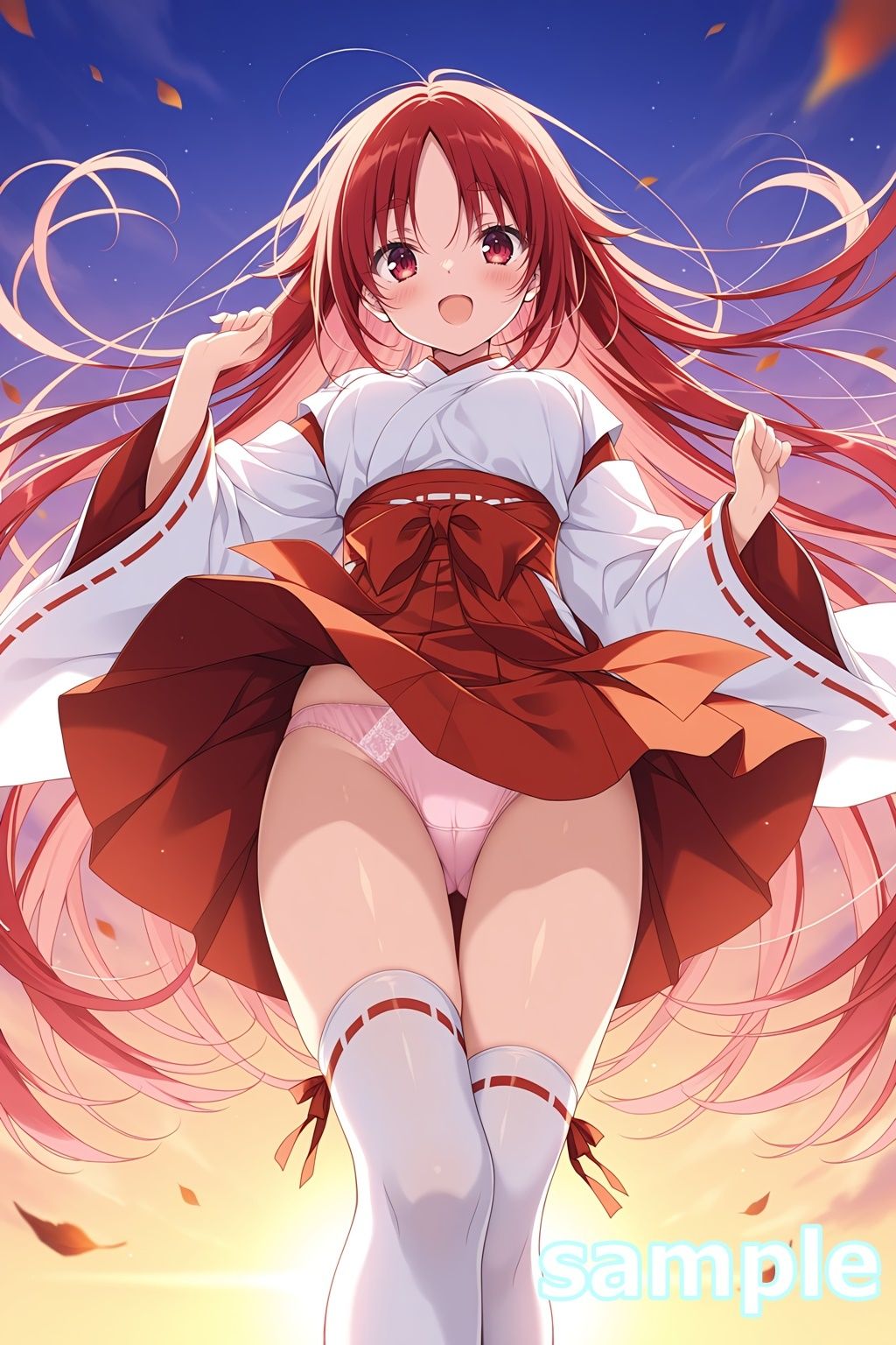 おパンツ拝見イラスト集 〜ミニスカ巫女さん編〜 サンプル9