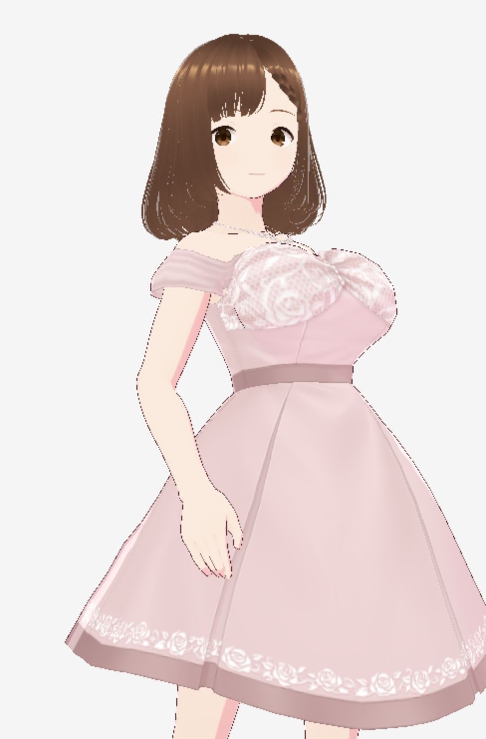 ベージュのワンピースを着たお姉さん（セリフなし  3DCGモデル  イラスト集） サンプル2