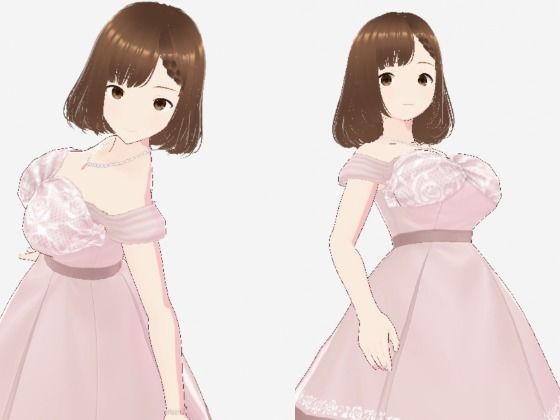 ベージュのワンピースを着たお姉さん（セリフなし  3DCGモデル  イラスト集）