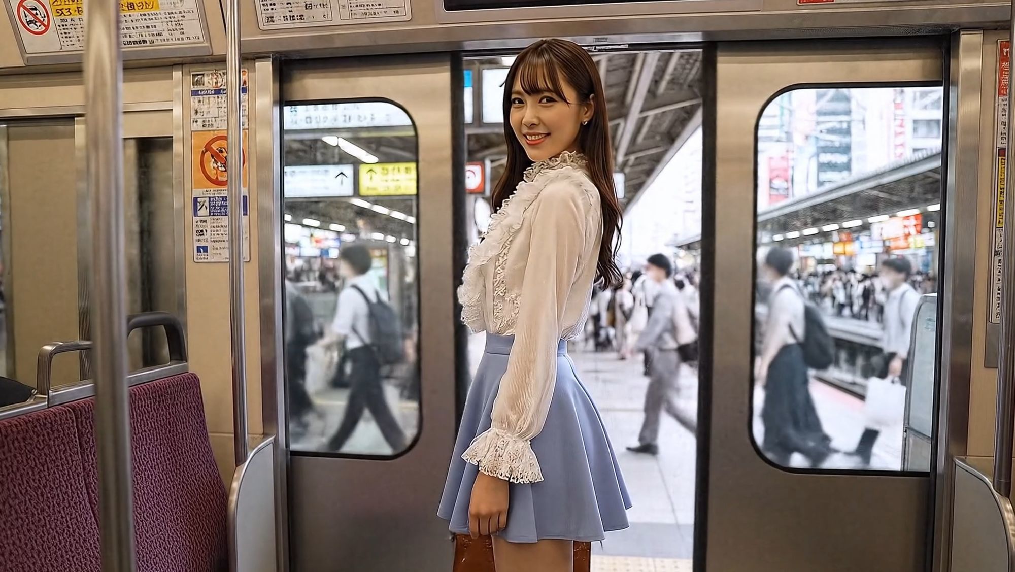 サンプル画像5:妄想09 電車の中は痴●だらけ 変態男の手 AI生成動画(Artificial Intelligence iso) [d_725046]