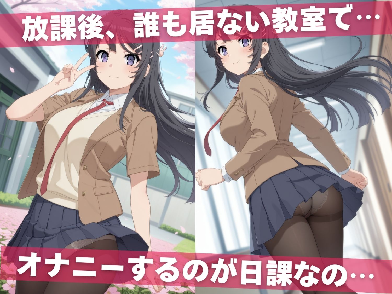 サンプル画像1:オナニー覗かれ、寝取られて  青春●タ野郎はバニーガール先輩の夢を見ない 〜 学校編 〜(らーめんぜん) [d_725164]