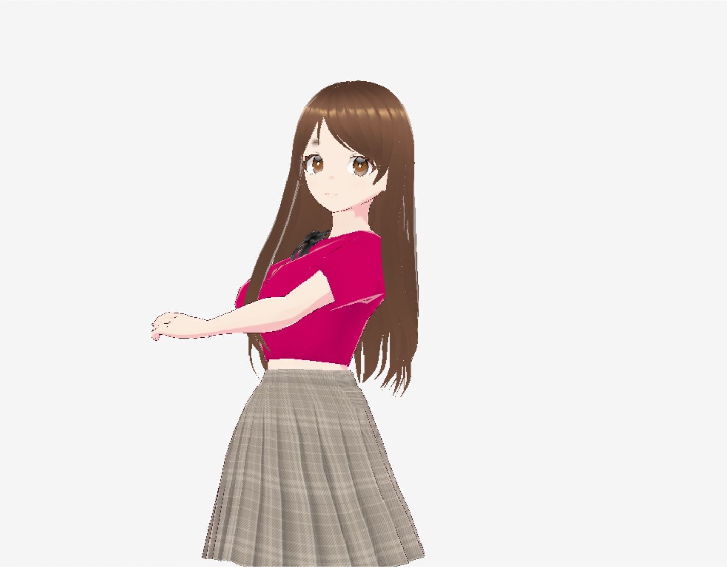 赤いシャツに蝶ネクタイの巨乳美女（セリフなし  3DCGモデル  イラスト集） サンプル1