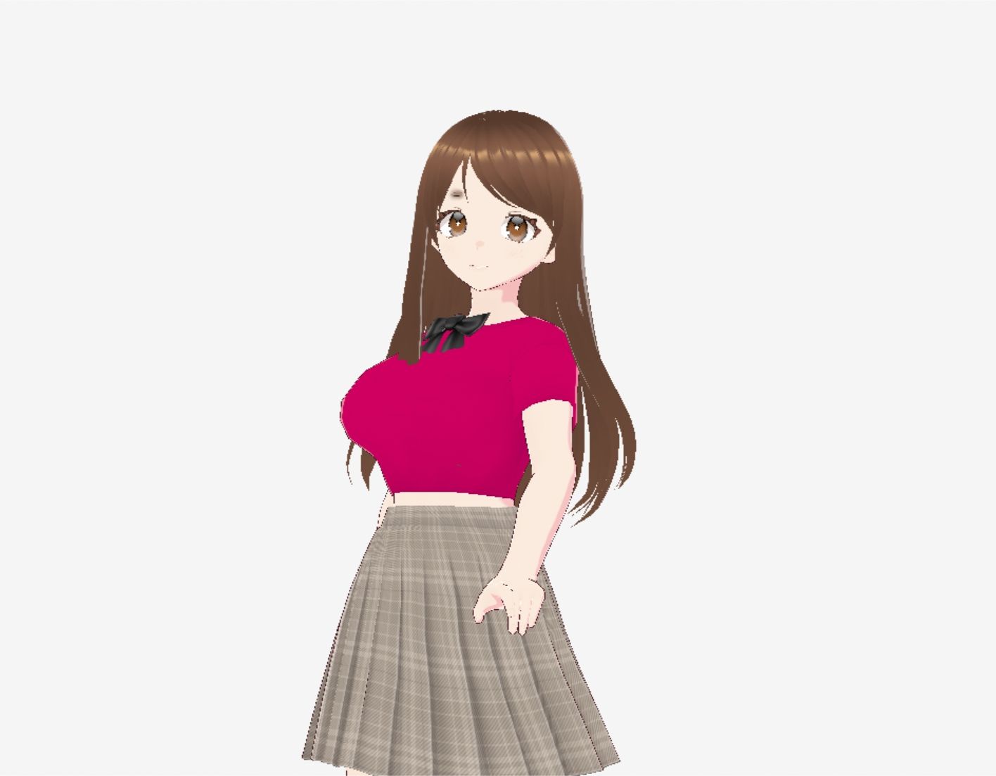 赤いシャツに蝶ネクタイの巨乳美女（セリフなし  3DCGモデル  イラスト集） サンプル4