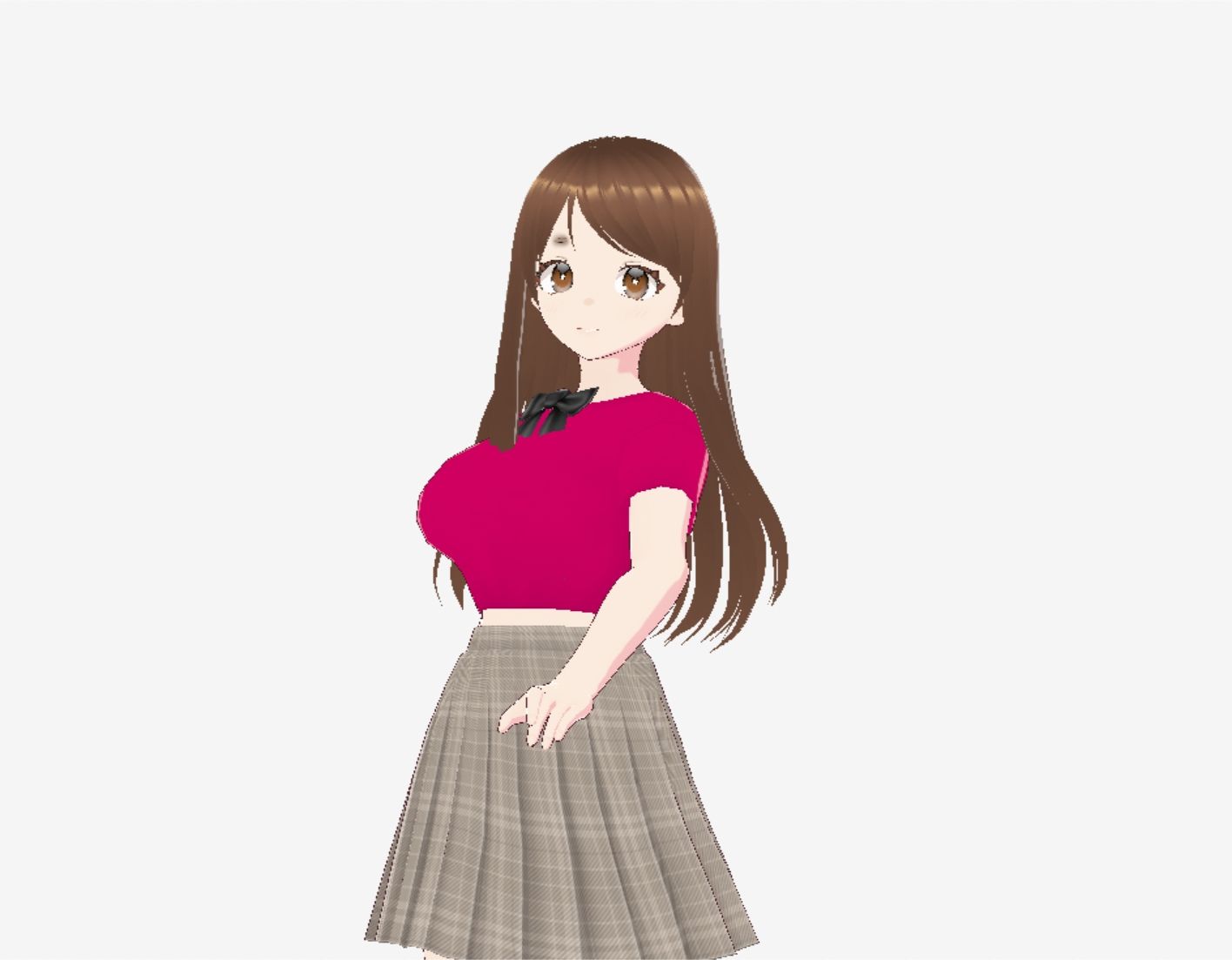 サンプル画像5:赤いシャツに蝶ネクタイの巨乳美女（セリフなし  3DCGモデル  イラスト集）(アフェアーアモーレ) [d_725498]