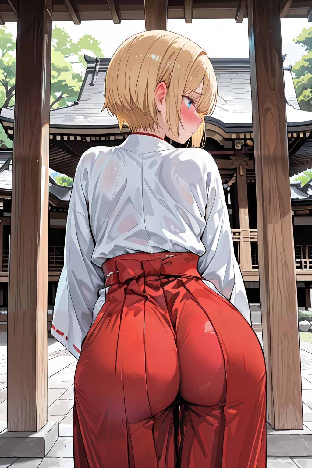 金髪ショートの巫女さん 画像1