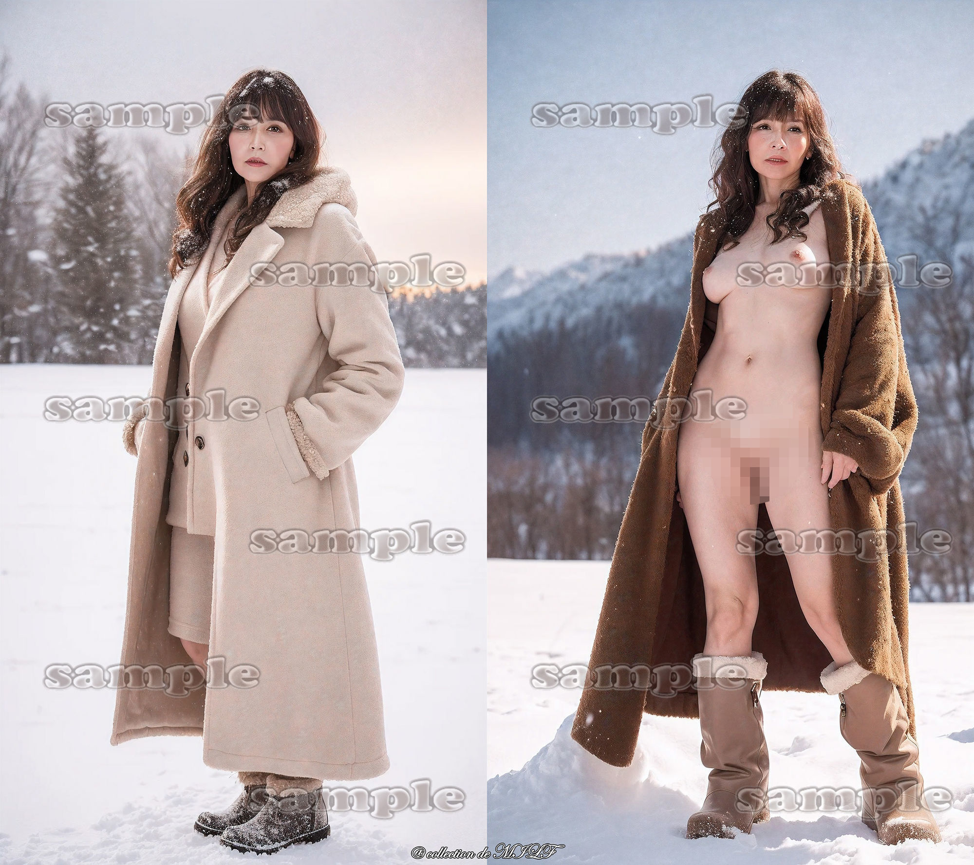 【AIグラビア】雪原で露出する熟女 画像3