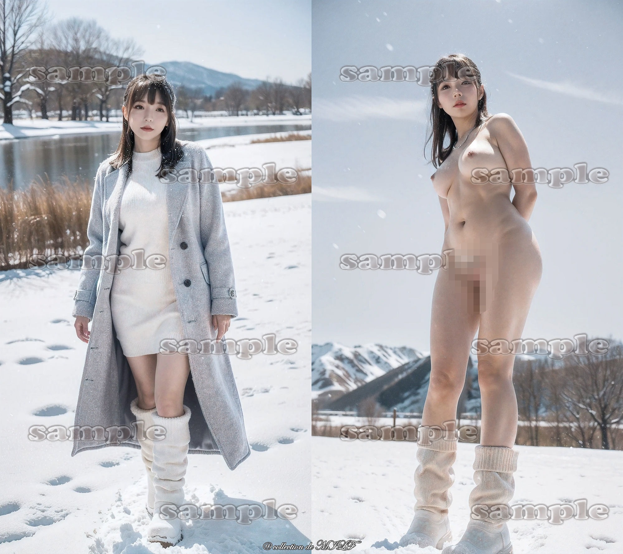 【AIグラビア】雪原で露出する熟女 画像7