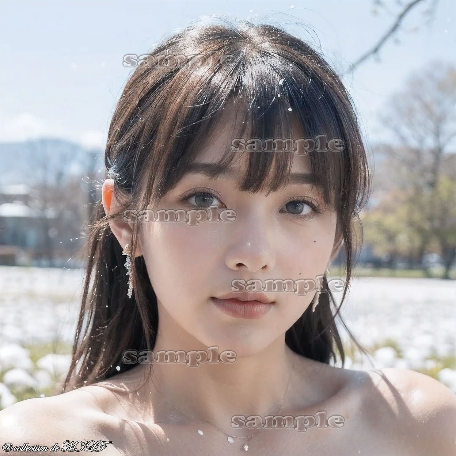 【AIグラビア】雪原で露出する熟女 画像8