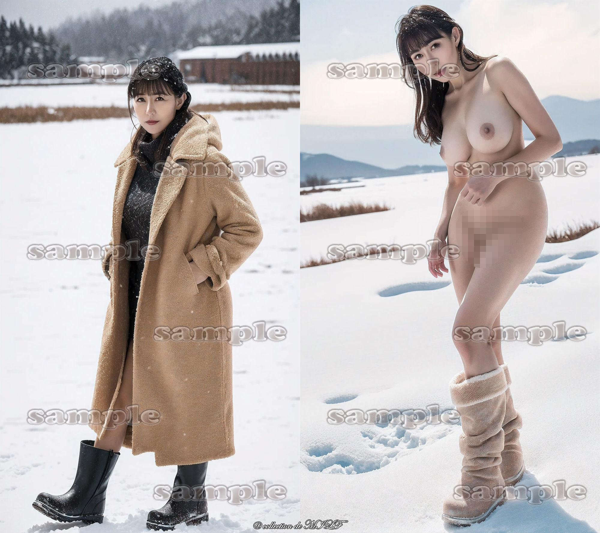 【AIグラビア】雪原で露出する熟女 画像9