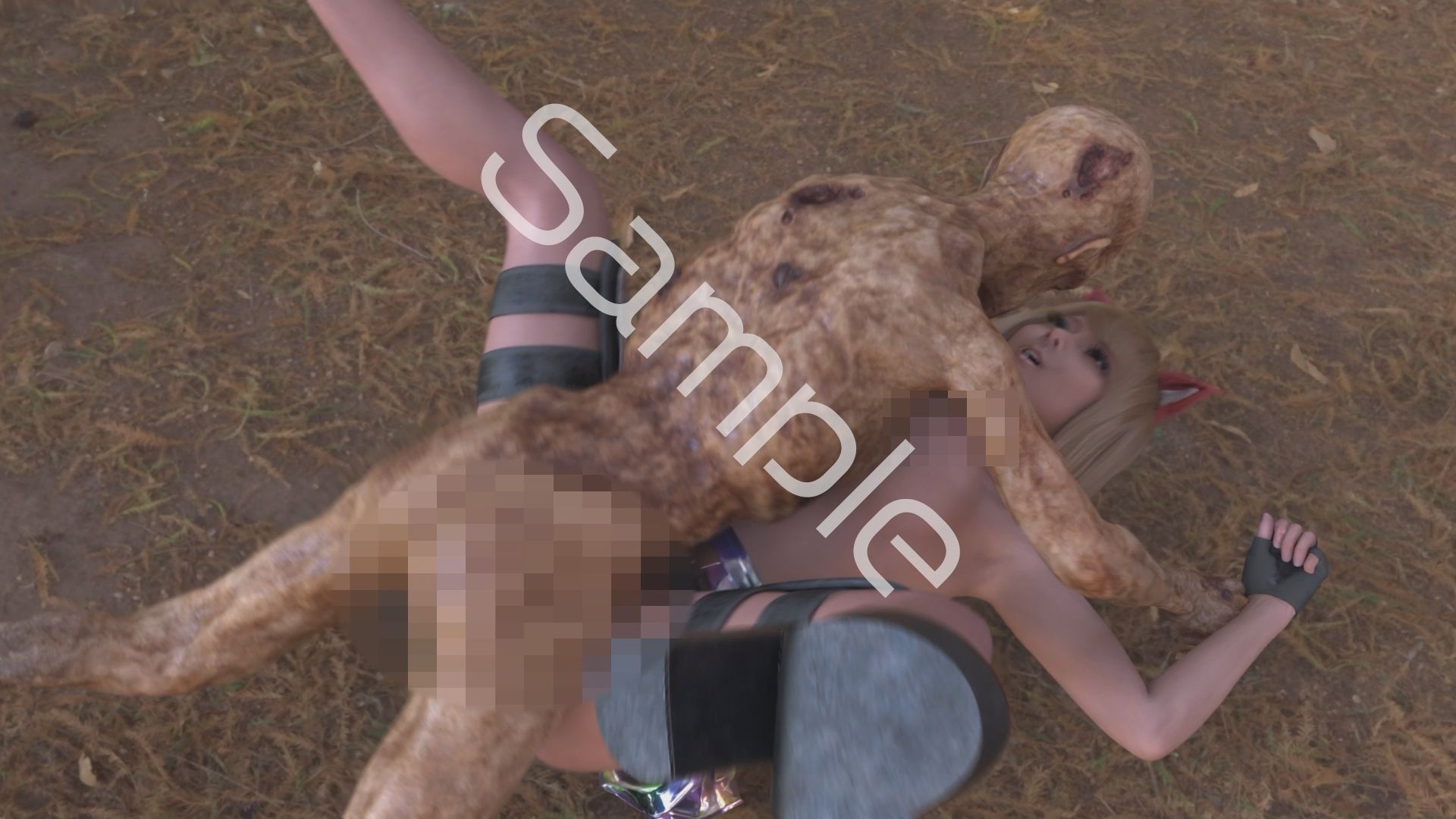 【△100】友梨が主人公のMMORPG『編隊コレクション:Re』ゲーム動画（Vol.11:ゾンビの集団によるレ○プ被害に遭ってしまう:正常位でおっぱい丸出し！） 画像5