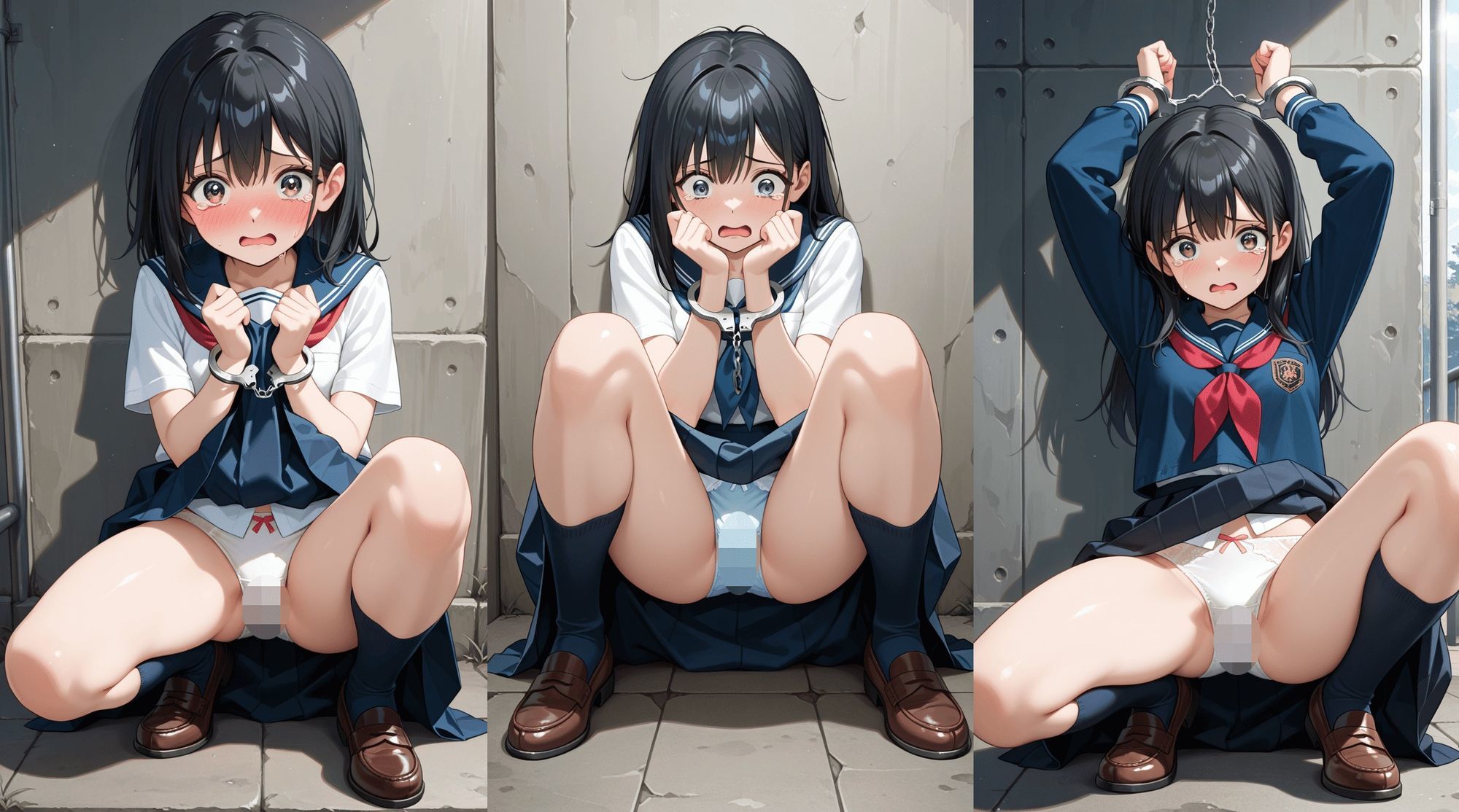 JK・J◯の手錠しゃがみパンチラ・脅迫に涙 画像7