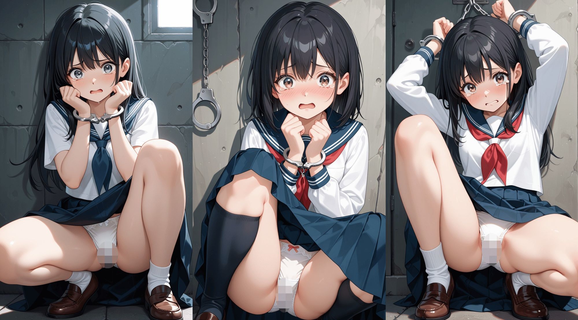 JK・J◯の手錠しゃがみパンチラ・脅迫に涙 画像8