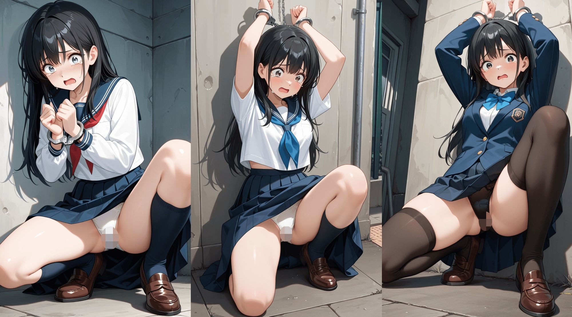 JK・J◯の手錠しゃがみパンチラ・脅迫に涙 画像9