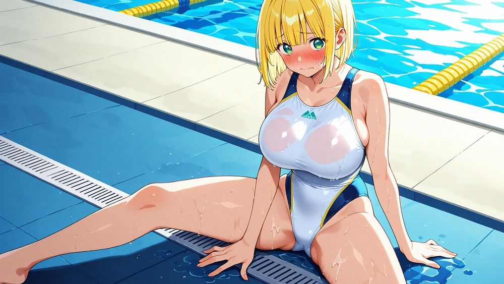 白競泳水着の爆乳姉妹が顧問と秘密のレッスン【400枚】【4K】 画像4