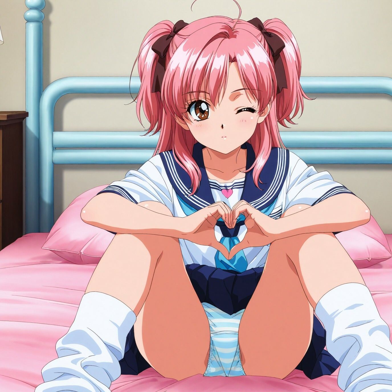 ルーズソックスJKのM字パンチラ  レトロアニメ風Ver | nynyhshs(・∀・)