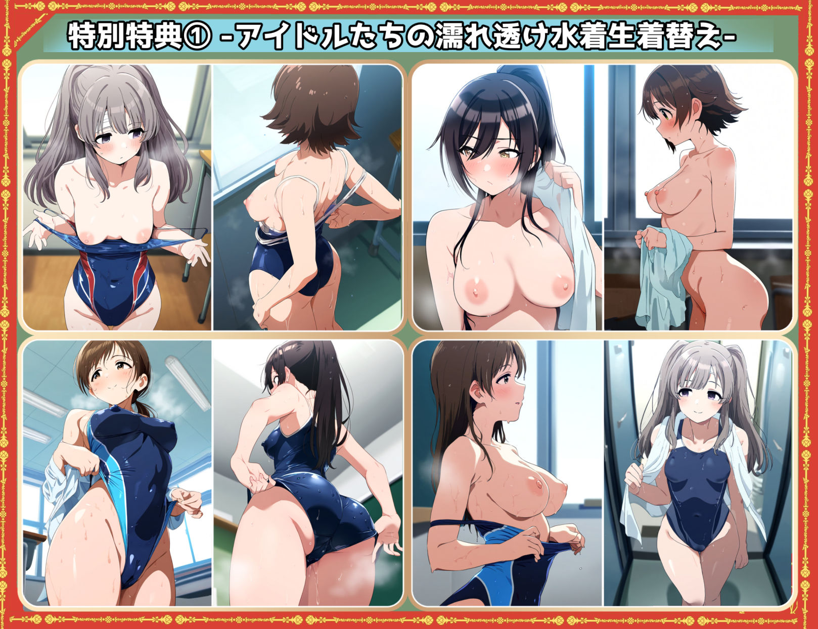 盗撮＆濡れ透けフェチ特化 2010年代アニメ作画特集 濡れ透けアイドルの教室生着替え その4 -500枚を撮影- 画像5