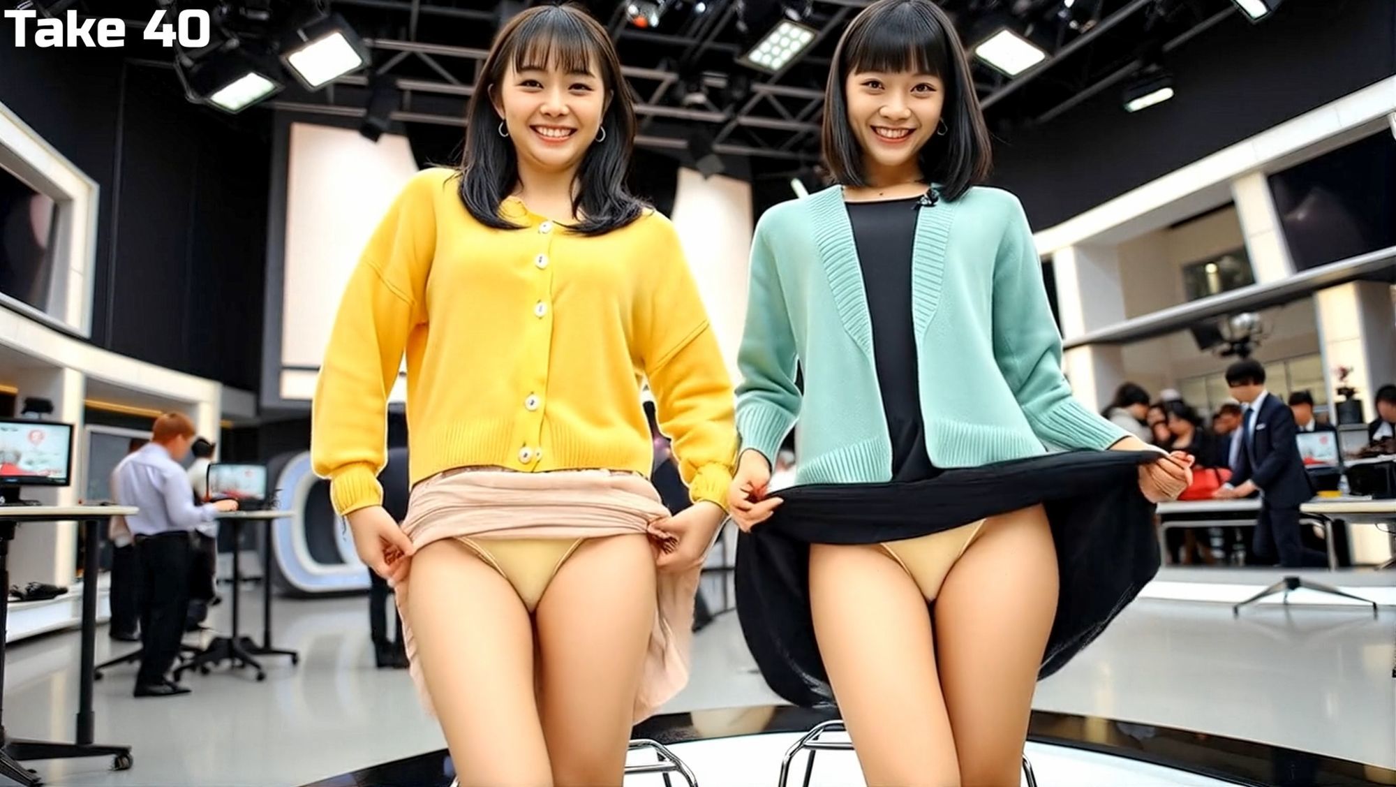 妄想10 新人女子アナはパンティだって見せちゃいます AI生成動画 サンプル画像 2