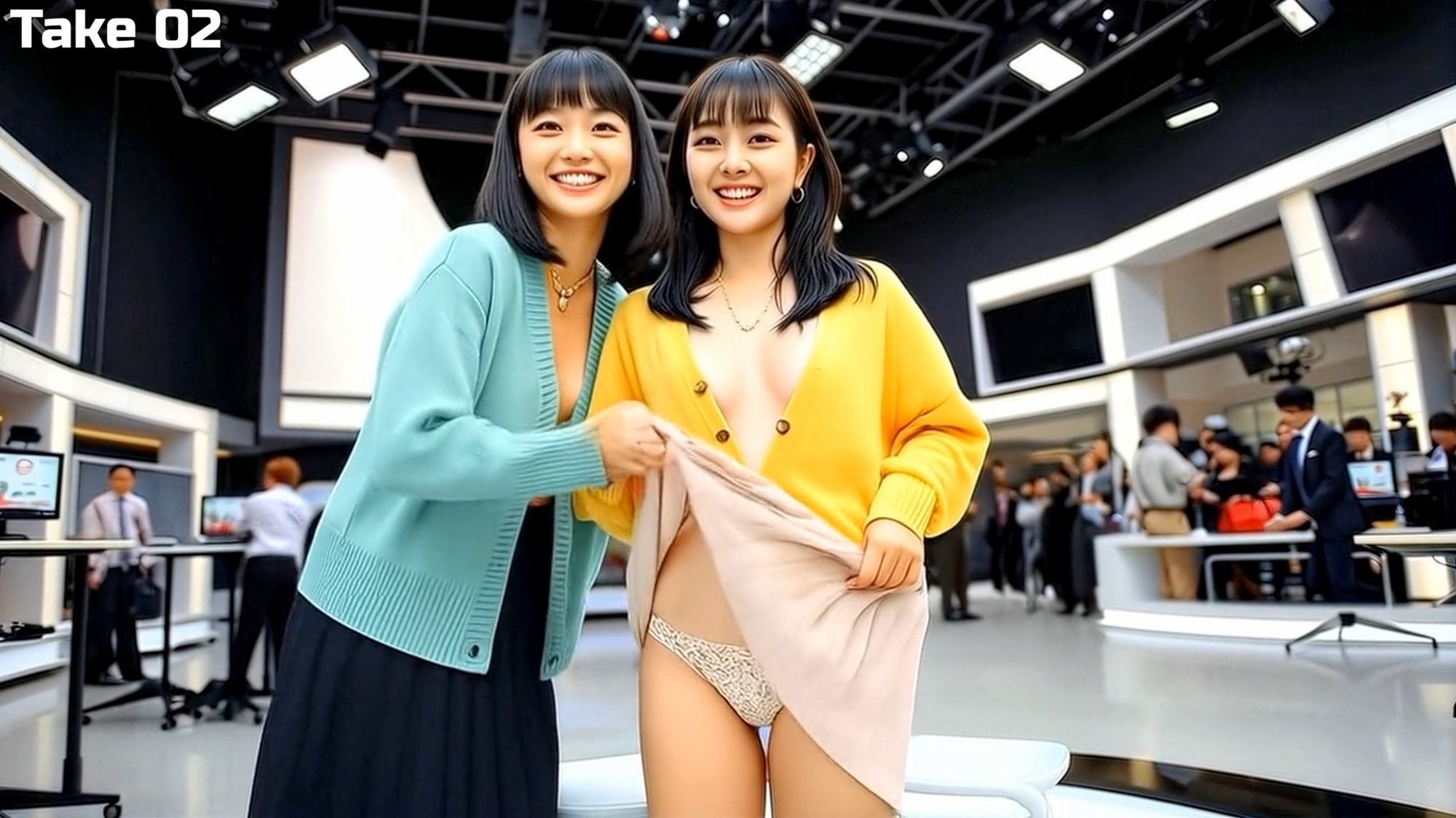 妄想10 新人女子アナはパンティだって見せちゃいます AI生成動画 サンプル画像 4