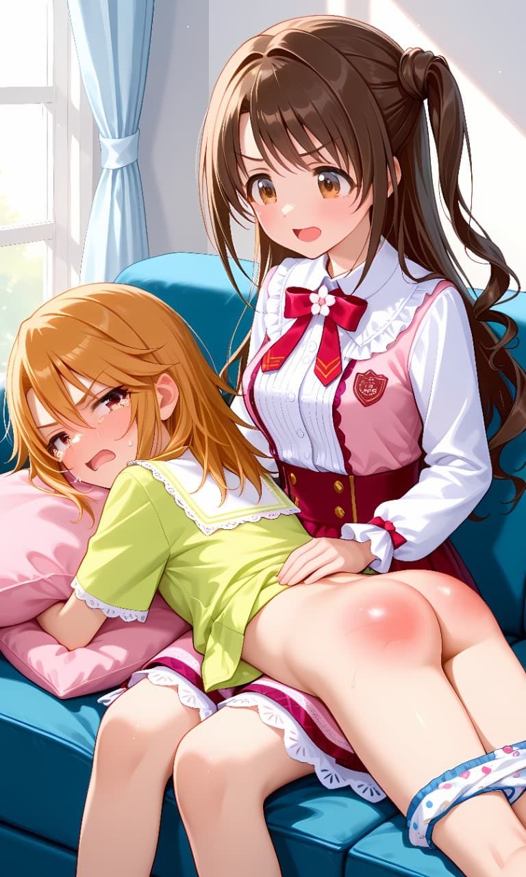 渋谷凛・島村卯月/U149（アイドルマスター）お尻叩きイラスト集 画像4