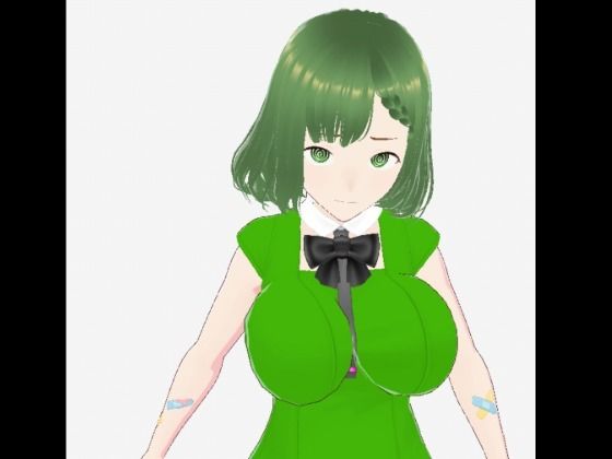緑色の髪の毛と洋服を着たお姉さん(セリフなし 3DCGモデル イラスト集)