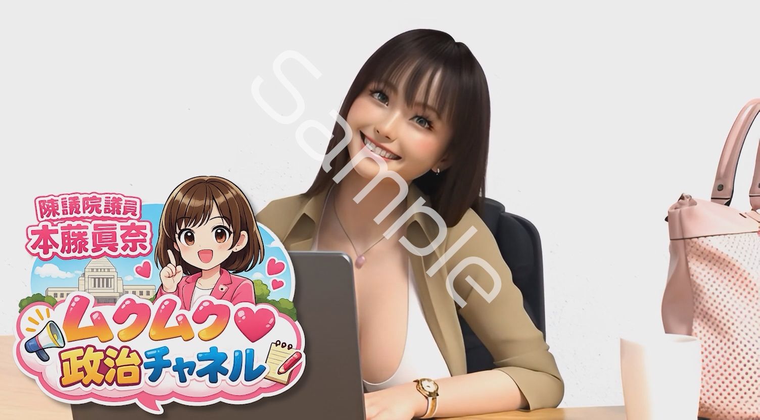 【△100】盗撮実現党の党員として公認を受け見事に陳議院議員に当選した『本藤まな』の「ムクムク（はーと）政治チャネル」Vol.0002「演説時の水着やパンチラ写真の撮り放題は、公然猥褻に当たるのか、法的見解を問う」 画像1