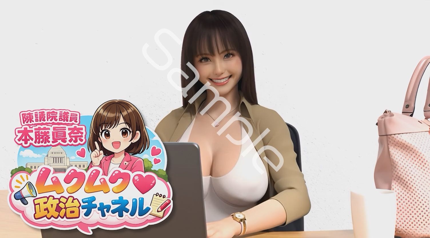 【△100】盗撮実現党の党員として公認を受け見事に陳議院議員に当選した『本藤まな』の「ムクムク（はーと）政治チャネル」Vol.0002「演説時の水着やパンチラ写真の撮り放題は、公然猥褻に当たるのか、法的見解を問う」 画像2