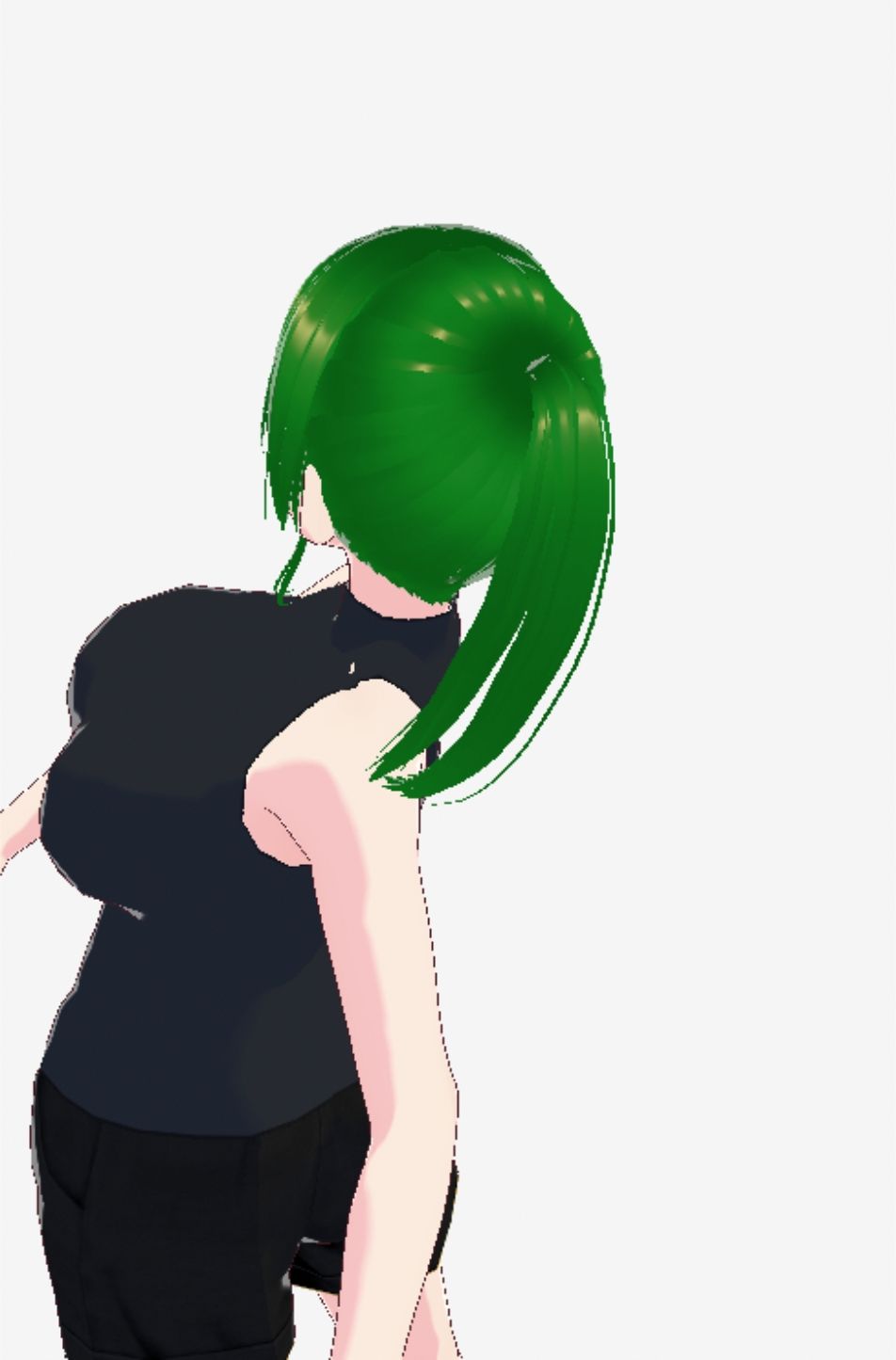 グリーンヘアーのツンデレ美女（セリフなし  3DCGモデル  イラスト集） 画像1