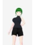 グリーンヘアーのツンデレ美女（セリフなし  3DCGモデル  イラスト集）