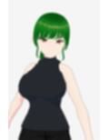グリーンヘアーのツンデレ美女（セリフなし  3DCGモデル  イラスト集）