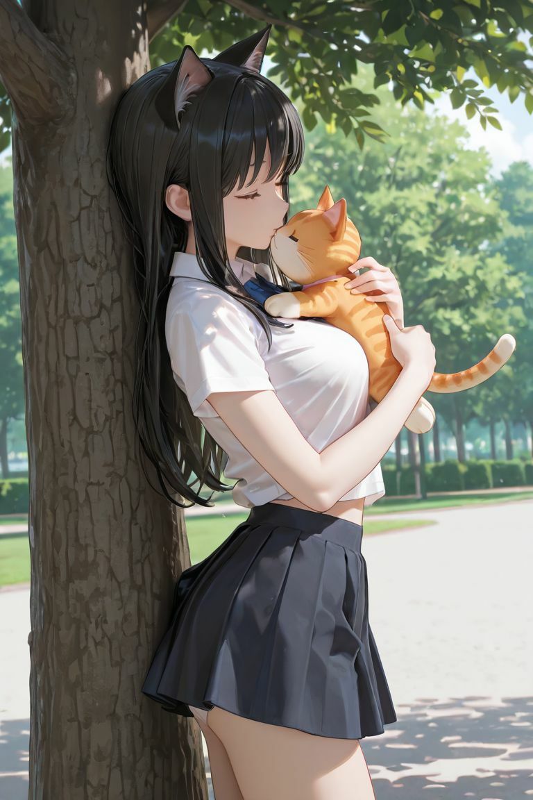 猫耳JKと木の下で 画像2