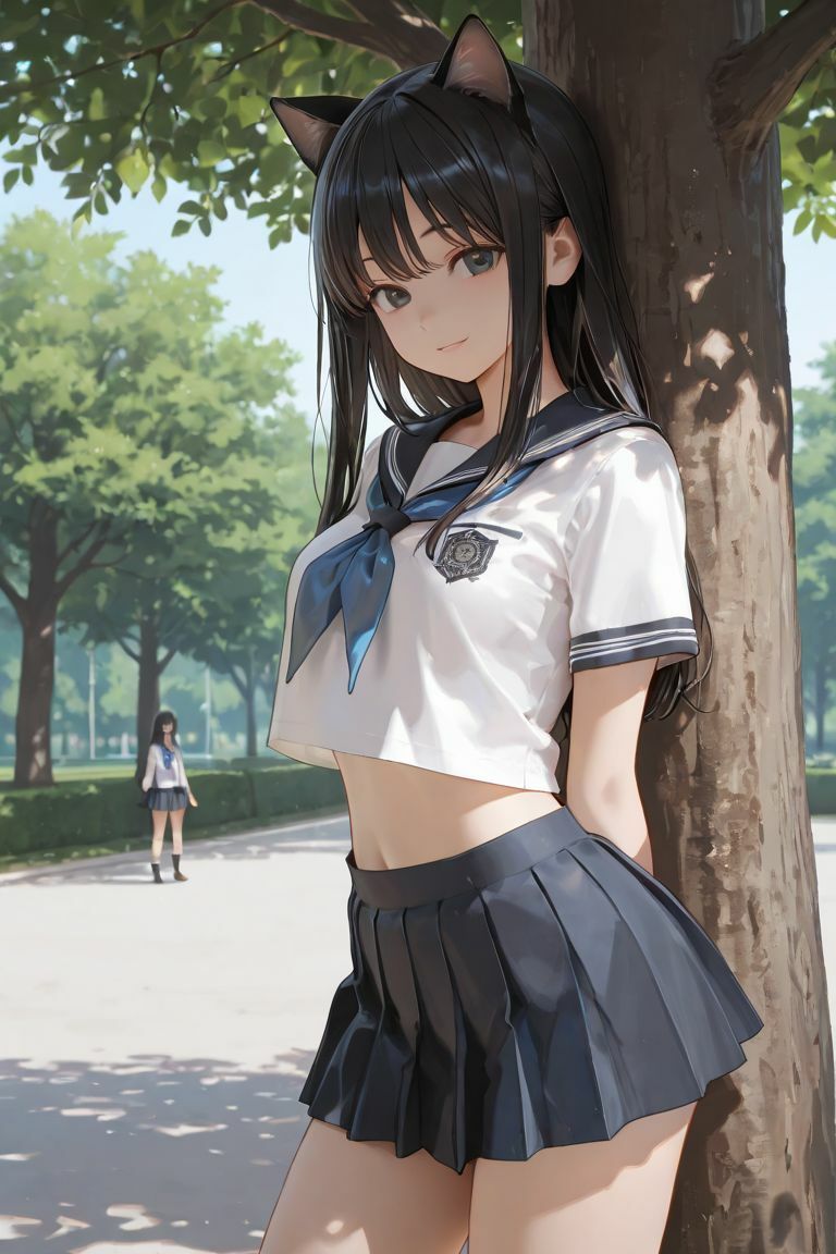 猫耳JKと木の下で 画像3