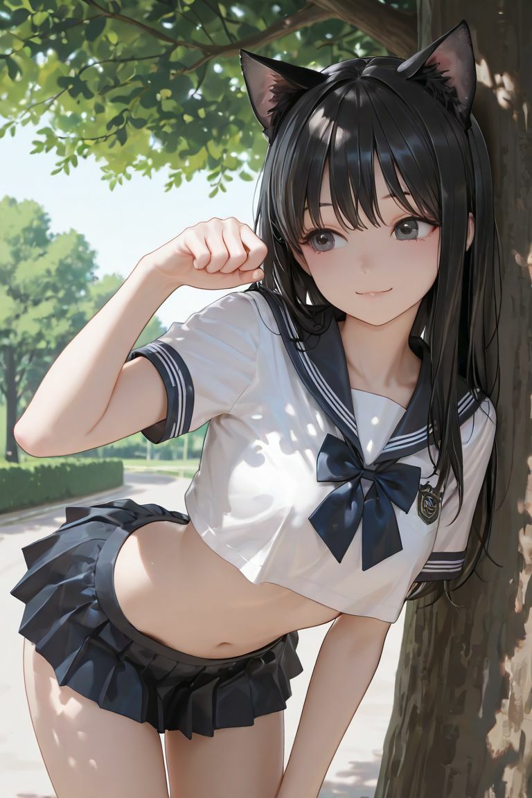 猫耳JKと木の下で 画像4