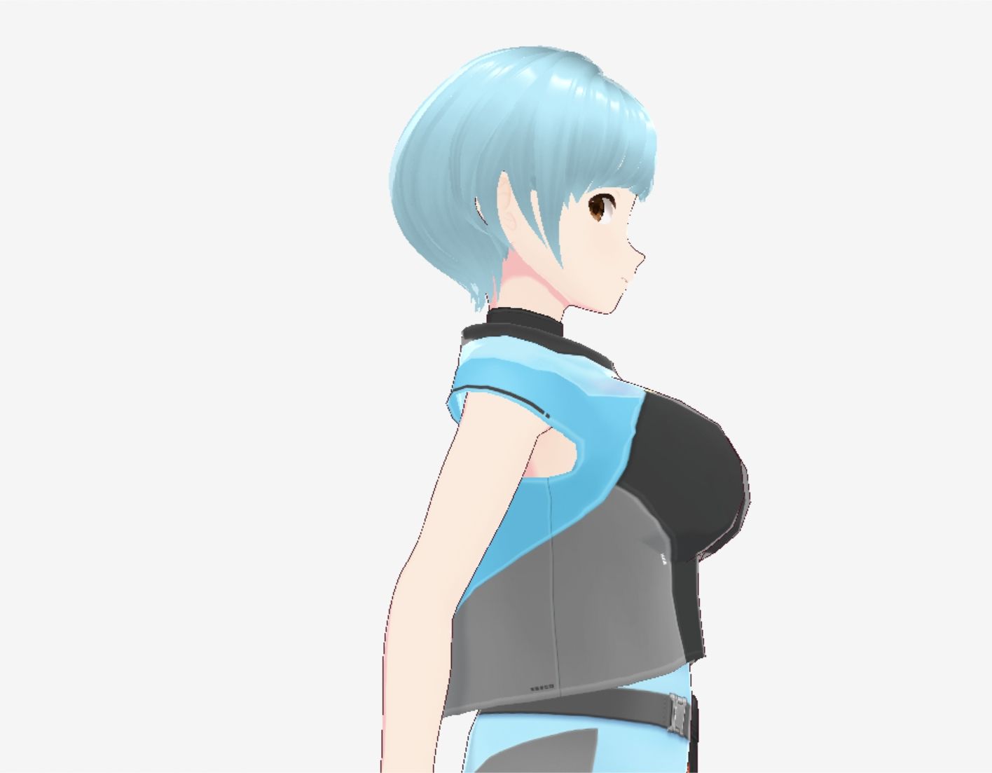 水色ヘアーのショートカットのお姉さん(セリフなし 3DCGモデル イラスト集) 画像1